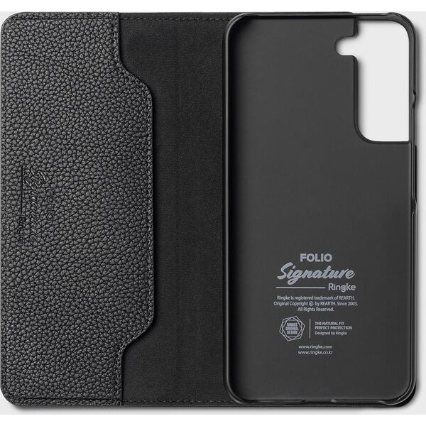Ringke Ringke Folio Signature skórzane etui z klapką do Samsung Galaxy S22+ (S22 Plus) czarny (FSS118R262) 10062510 8809848202810
