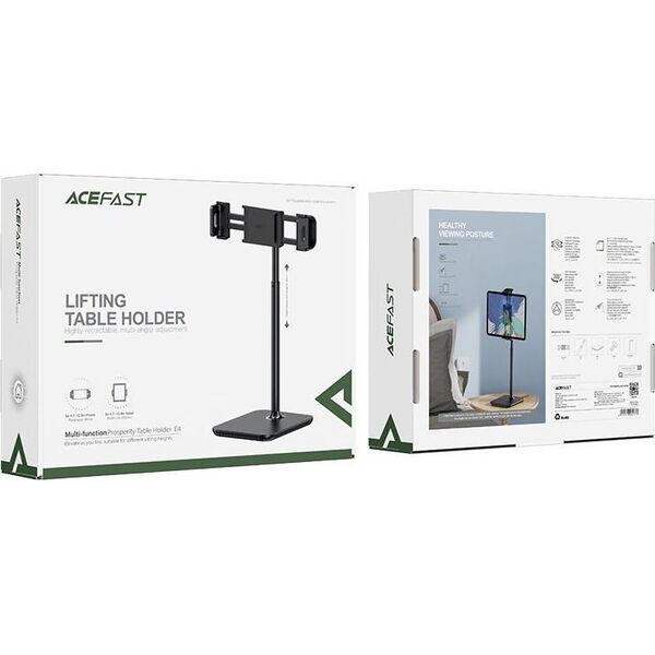 Stojak Acefast Acefast teleskopowy uchwyt do telefonu i tabletu (135-230mm szer.) na biurko 360 czarny (E4 black) 10065287 6974316280378