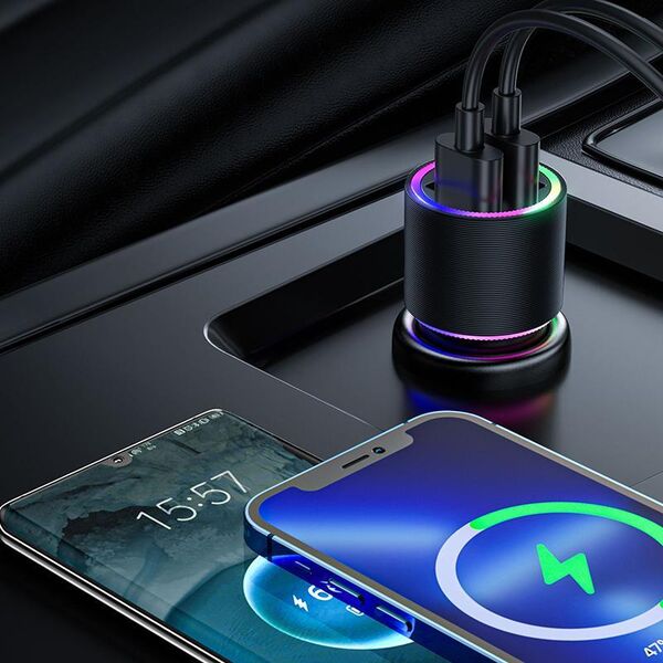 Ładowarka Joyroom Joyroom samochodowa ładowarka 2 x USB z podświetleniem 24W czarny (JR-CL10) 10065328 6941237177537