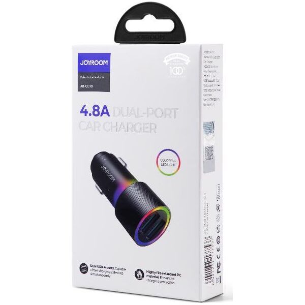 Ładowarka Joyroom Joyroom samochodowa ładowarka 2 x USB z podświetleniem 24W czarny (JR-CL10) 10065328 6941237177537