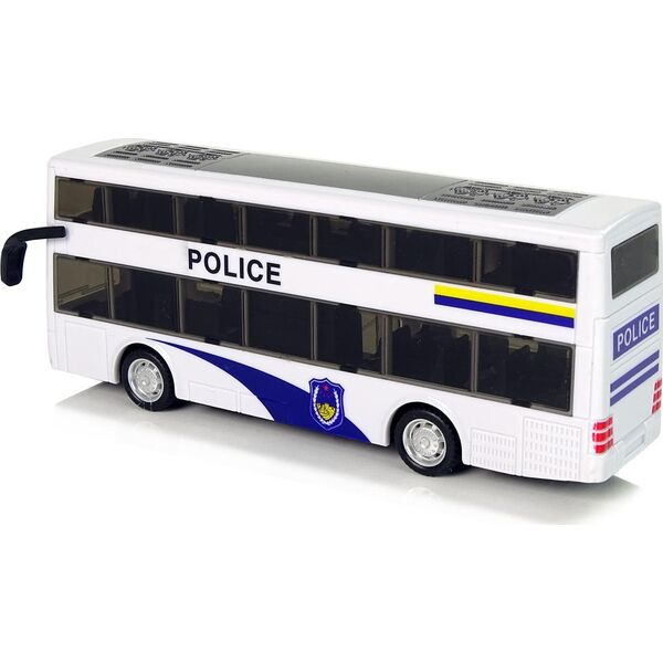 LeanToys Autobus Policyjny Dwupiętrowy Biały z Naciągiem Dźwięk 10074239 5904204758864