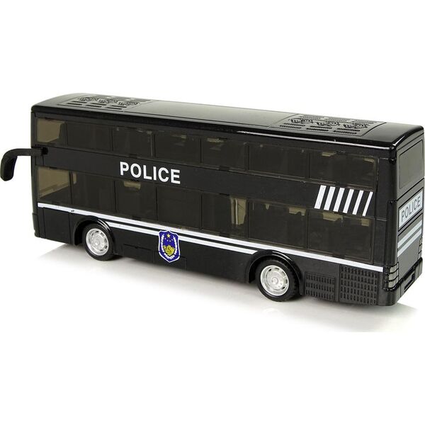 LeanToys Autobus Policyjny Dwupiętrowy Czarny z Naciągiem Dźwięk 10074246 5904204758871