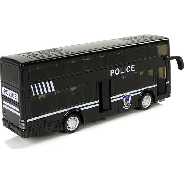LeanToys Autobus Policyjny Dwupiętrowy Czarny z Naciągiem Dźwięk 10074246 5904204758871
