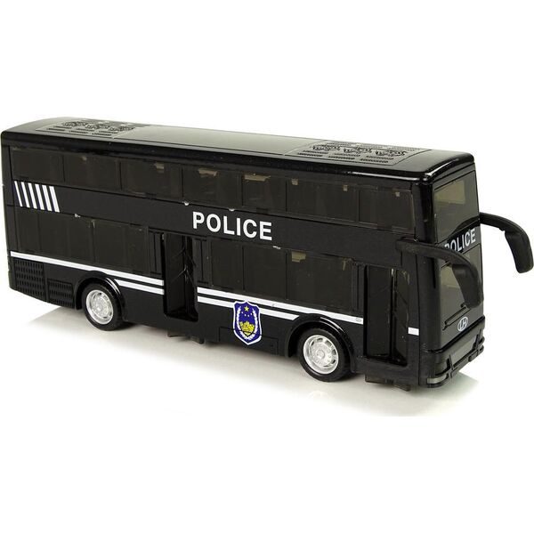 LeanToys Autobus Policyjny Dwupiętrowy Czarny z Naciągiem Dźwięk 10074246 5904204758871