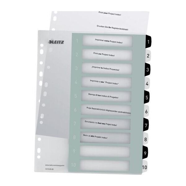 Leitz Przekładki plastikowe do nadruku tekstu na kartę, Leitz WOW, 110, biało-czarne 12150000 10087573 4002432120376