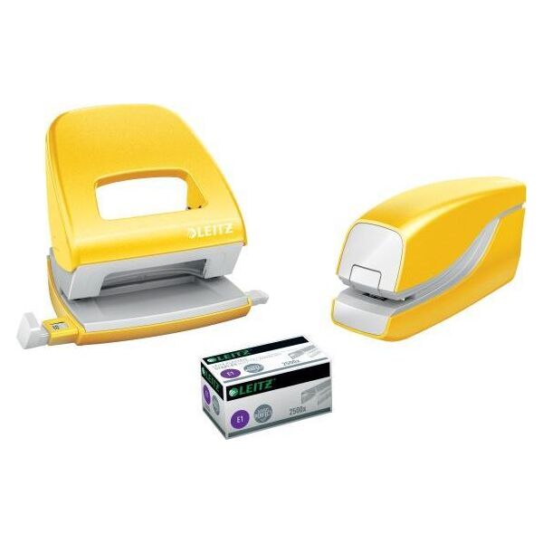Zszywacz Leitz Zszywacz elektryczny na baterie WOW, żółty, 3 lata gwarancji, 10 kartek 55661016 10089555 4002432122332