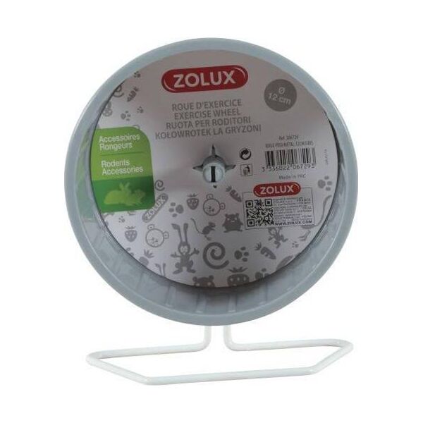 Zolux Kołowrotek plastikowy na metalowej podstawie 12 cm kol. szary 10104501 3336022067293