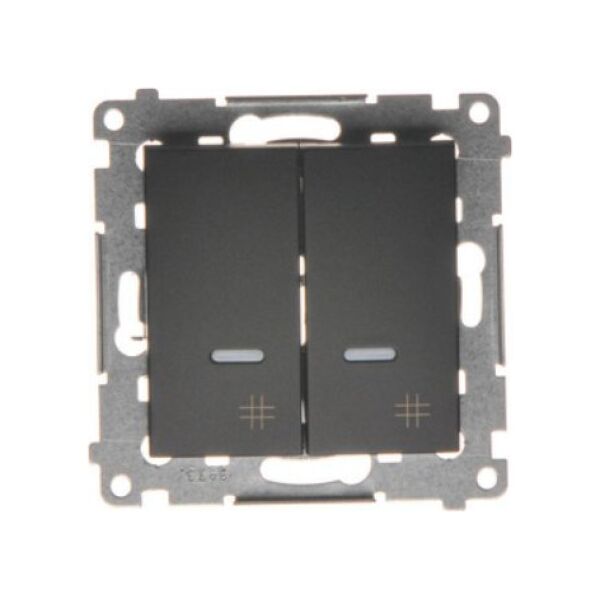 Kontakt-Simon Simon 54 Łącznik krzyżowy podwójny z podświetleniem (moduł) 10AX 250V szybkozłącza czarny mat DW7/2L.01/49 10134689 5902787870447