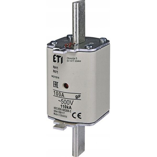 Etipo Wkładka bezpiecznikowa ETI Polam NH1 004139117 gF 100A 500V WT-1/gF/100A/P/500V szybka 10155890 3838895943235
