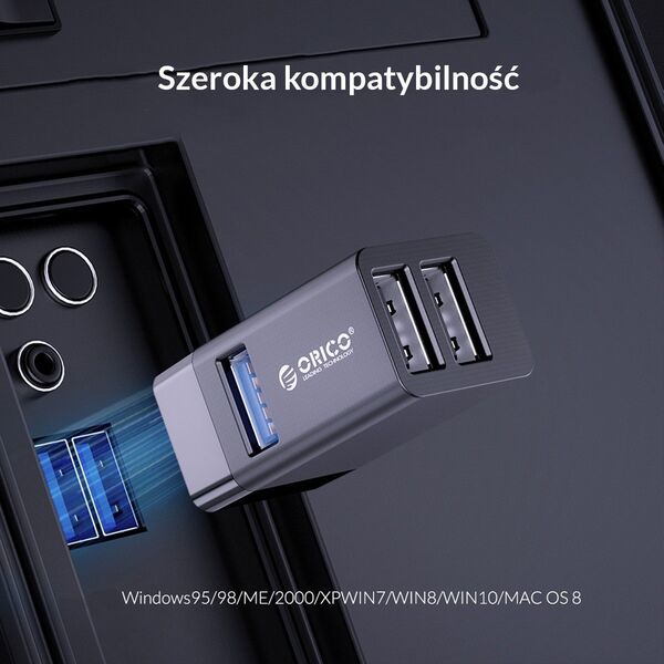 HUB USB Orico Mini hub 3x USB-A 2.0 (MINI-U32L-BK-BP) 10166008 6954301192299