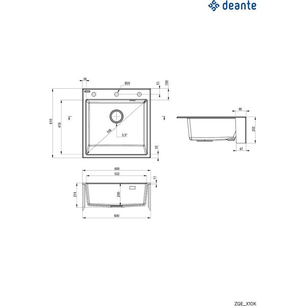 Zlewozmywak Deante Eridan  granitowy 1-komorowy 10168295 5907650811404