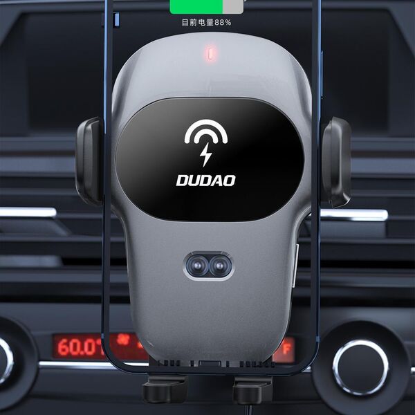 Dudao Dudao uchwyt samochodowy z wbudowaną ładowarką bezprzewodową Qi 15W szary (F20xs) 10168597 6973687243487