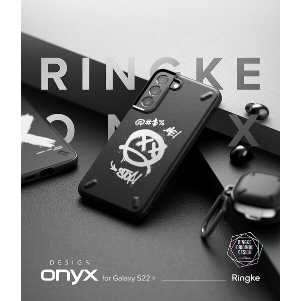 Ringke Ringke Onyx Design wytrzymałe etui pokrowiec Samsung Galaxy S22+ (S22 Plus) czarny (Graffiti) () 10169328 8809848206153