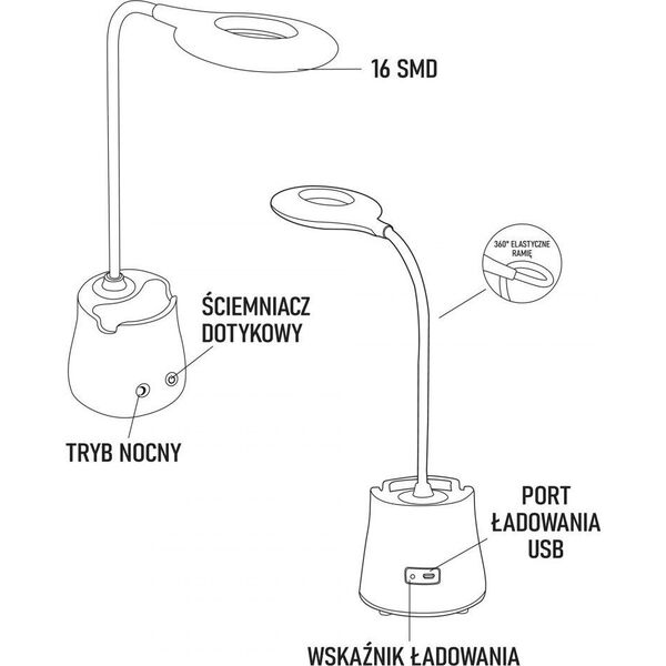 Lampka biurkowa Montis biała  (MT043) 10183430 5901811404535