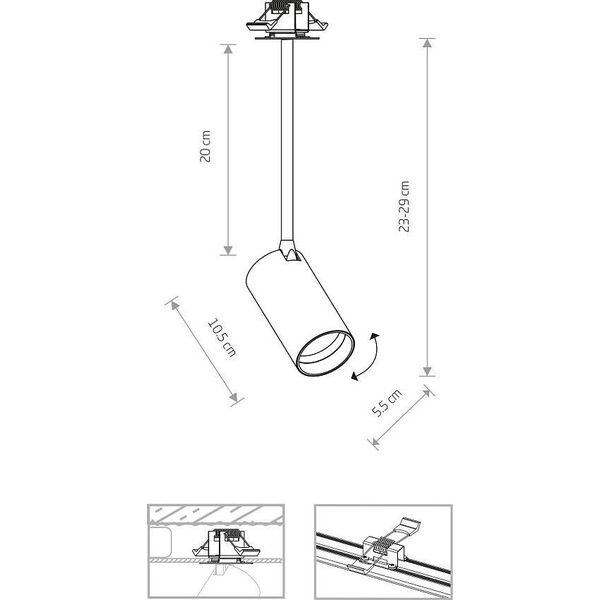 Lampa wisząca Nowodvorski Podtynkowy reflektorek metalowy Mono 7737 do garderoby czarny 10192767 5903139773799
