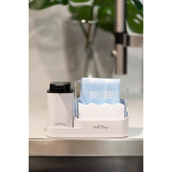 Vialli Design Organizer kuchenny z dozownikiem na płyn Livio Duo biały 8302 10354335 5901638728302