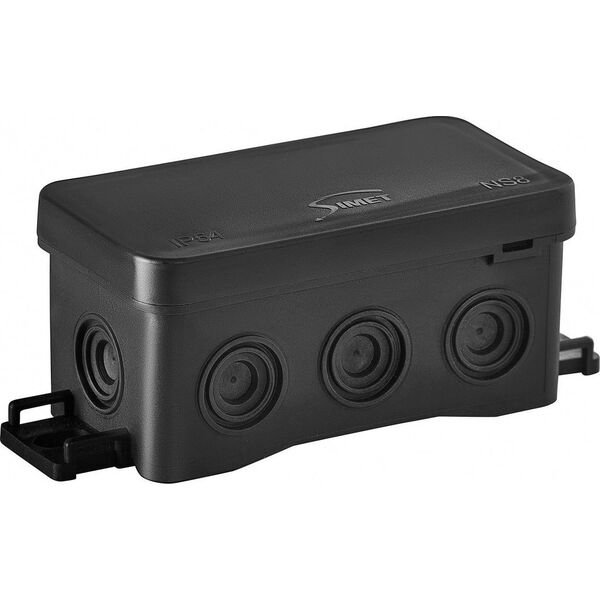 Simet Puszka naścienna 85x40x45mm z dławnicą zintegrowaną samozatrzaskowa seria FASTBOX&ampHOOK czarna IP54 NS8 35357107 10377019 5907813232350