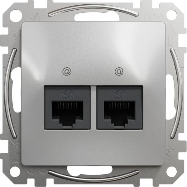 Schneider Electric Sedna Design Gniazdo komputerowe 2xRJ45 kat.6 UTP srebrne aluminium SDD113462 10395006 3606481466822