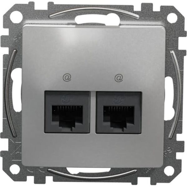 Schneider Electric Sedna Design Gniazdo komputerowe 2xRJ45 kat.6 UTP srebrne aluminium SDD113462 10395006 3606481466822
