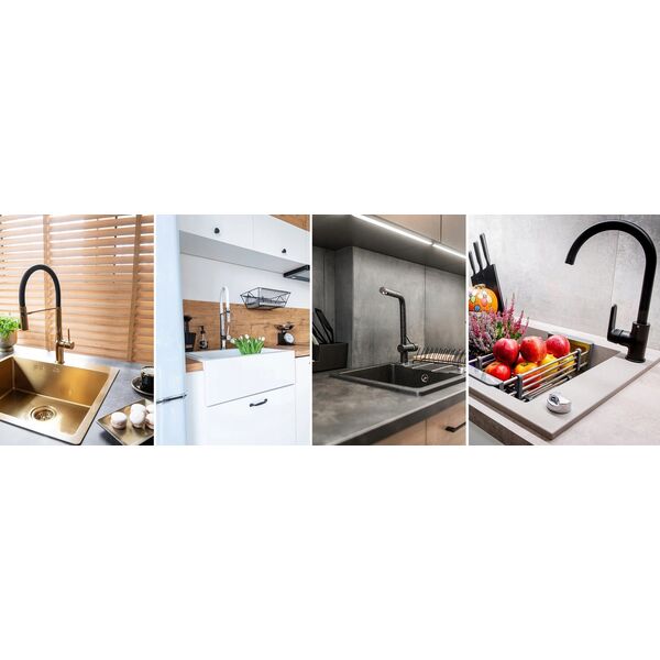 Zlewozmywak Laveo SBBA711T ZLEW BARBADOS GRANIT 1-KOM. Z OC. 44X76 CZARNY + SYF + BATERIA GRANIT 8/9 WYL. U // ZL.LA.BARBADOS-SBBA711T 10587032 5907791158758