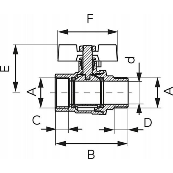 Ferro KFPM11 ZAWÓR KUL. WODNY MOTYL 1/2'' NAKR-WKR, F-POWER// ZKW-15-WN-M-FER-POWER 10587622 5902194992329
