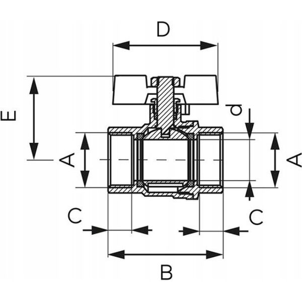 Ferro KFPM3 ZAWÓR KUL. WODNY MOTYL 1'' NAKR-NAKR, F-POWER// ZKW-25-WW-M-FER-POWER 10587625 5902194992275