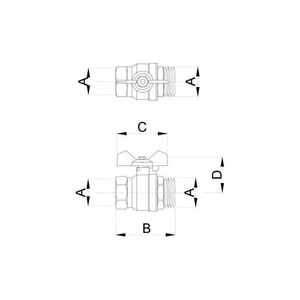 Hydroland ZAWÓR KULOWY WODNY TYTAN 3/4" MOTYL N/W // ZKW-20-WN-M-H-TYTAN 10587970 5900308734421