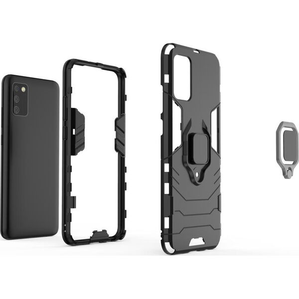 Wozinsky Ring Armor pancerne hybrydowe etui pokrowiec + magnetyczny uchwyt Samsung Galaxy A03s (166,5) czarny 10757554 9145576245118