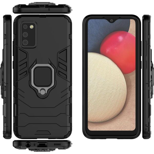 Wozinsky Ring Armor pancerne hybrydowe etui pokrowiec + magnetyczny uchwyt Samsung Galaxy A03s (166,5) czarny 10757554 9145576245118