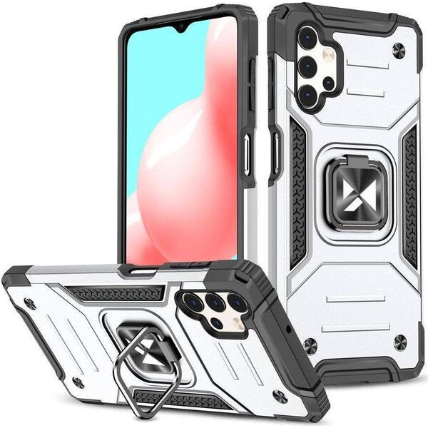 Wozinsky Wozinsky Ring Armor pancerne hybrydowe etui pokrowiec + magnetyczny uchwyt Samsung Galaxy A73 srebrny 10757572 9145576243565