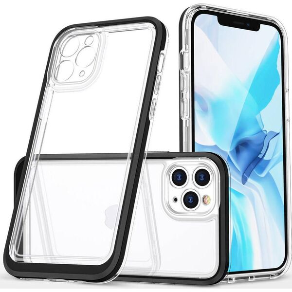 Hurtel Clear 3in1 etui do iPhone 11 Pro Max żelowy pokrowiec z ramką czarny 10757579 9145576242308