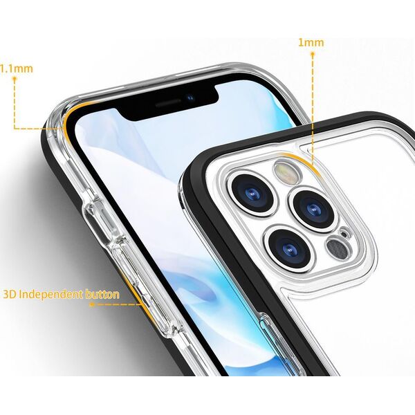 Hurtel Clear 3in1 etui do iPhone 12 Pro Max żelowy pokrowiec z ramką czarny 10757580 9145576242421