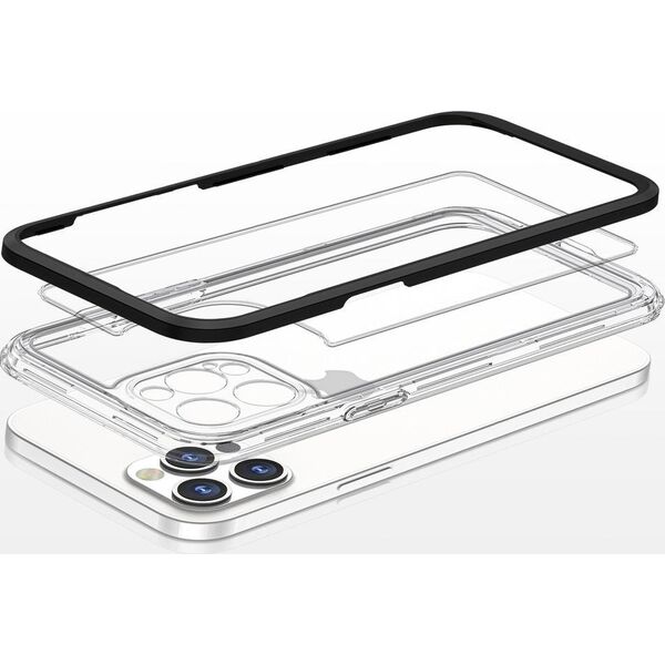 Hurtel Clear 3in1 etui do iPhone 12 Pro żelowy pokrowiec z ramką czarny 10757587 9145576242391