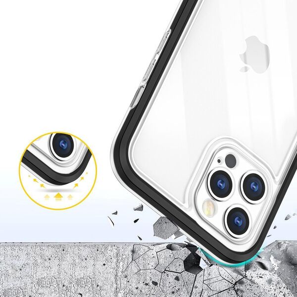 Hurtel Clear 3in1 etui do iPhone 12 Pro żelowy pokrowiec z ramką czarny 10757587 9145576242391