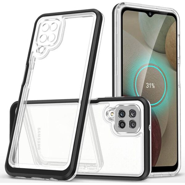 Hurtel Clear 3in1 etui do Samsung Galaxy A22 4G żelowy pokrowiec z ramką czarny 10757590 9145576242636
