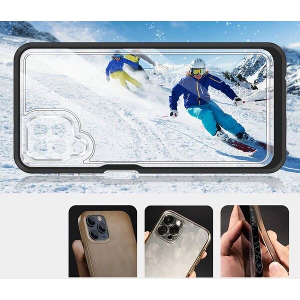 Hurtel Clear 3in1 etui do Samsung Galaxy A22 4G żelowy pokrowiec z ramką czarny 10757590 9145576242636