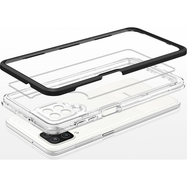 Hurtel Clear 3in1 etui do Samsung Galaxy A22 4G żelowy pokrowiec z ramką czarny 10757590 9145576242636