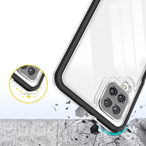 Hurtel Clear 3in1 etui do Samsung Galaxy A22 4G żelowy pokrowiec z ramką czarny 10757590 9145576242636
