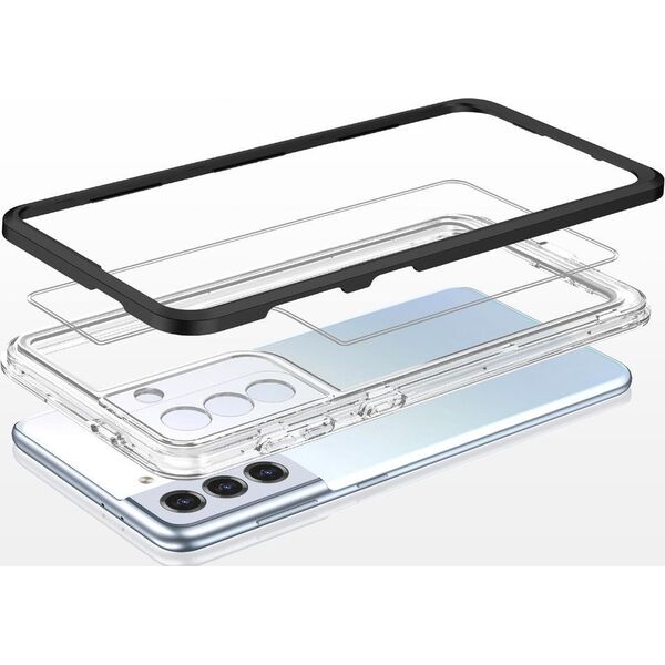 Hurtel Clear 3in1 etui do Samsung Galaxy S21+ 5G (S21 Plus 5G) żelowy pokrowiec z ramką czarny 10757595 9145576242841