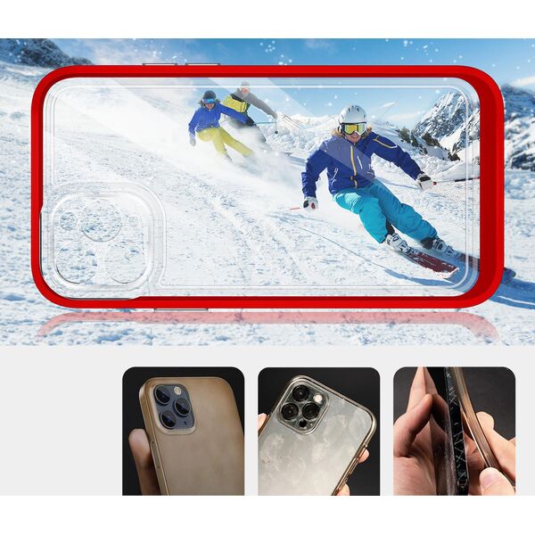 Hurtel Clear 3in1 etui do iPhone 11 Pro Max żelowy pokrowiec z ramką czerwony 10757612 9145576242322