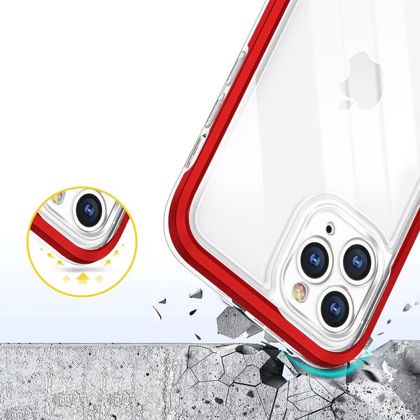 Hurtel Clear 3in1 etui do iPhone 11 Pro Max żelowy pokrowiec z ramką czerwony 10757612 9145576242322