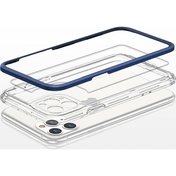 Hurtel Clear 3in1 etui do iPhone 11 Pro Max żelowy pokrowiec z ramką niebieski 10757614 9145576242315