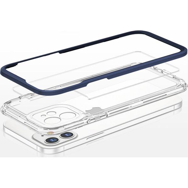Hurtel Clear 3in1 etui do iPhone 12 żelowy pokrowiec z ramką niebieski 10757616 9145576242377