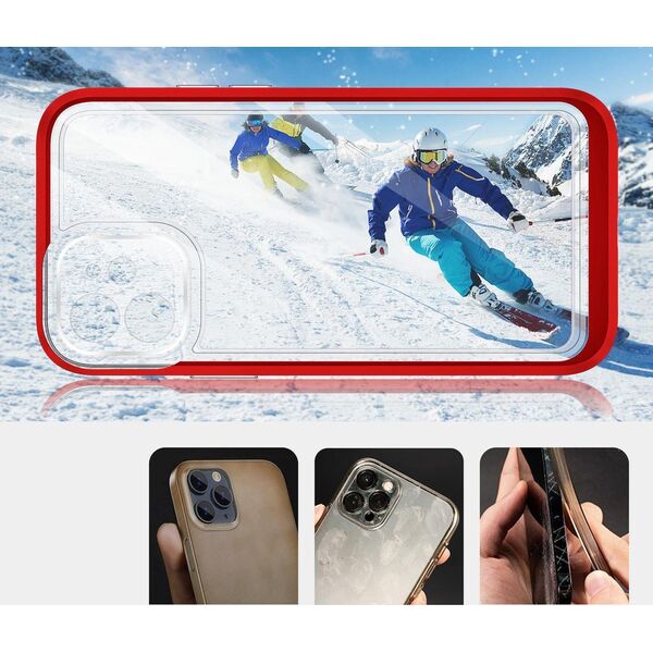 Hurtel Clear 3in1 etui do iPhone 12 żelowy pokrowiec z ramką czerwony 10757617 9145576242384