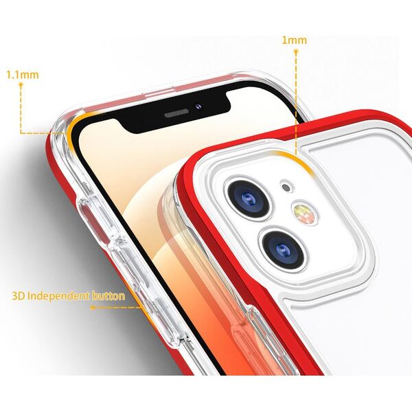 Hurtel Clear 3in1 etui do iPhone 12 żelowy pokrowiec z ramką czerwony 10757617 9145576242384