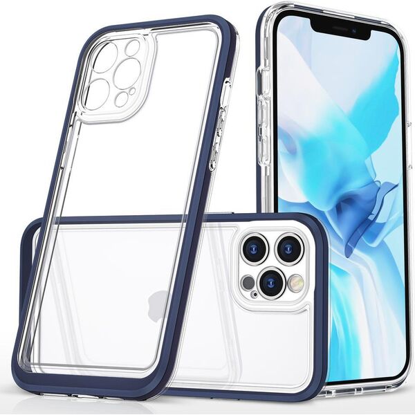 Hurtel Clear 3in1 etui do iPhone 12 Pro żelowy pokrowiec z ramką niebieski 10757622 9145576242407