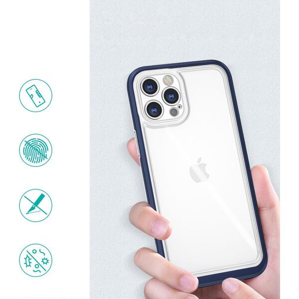 Hurtel Clear 3in1 etui do iPhone 12 Pro żelowy pokrowiec z ramką niebieski 10757622 9145576242407