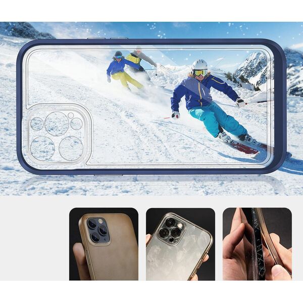 Hurtel Clear 3in1 etui do iPhone 12 Pro żelowy pokrowiec z ramką niebieski 10757622 9145576242407
