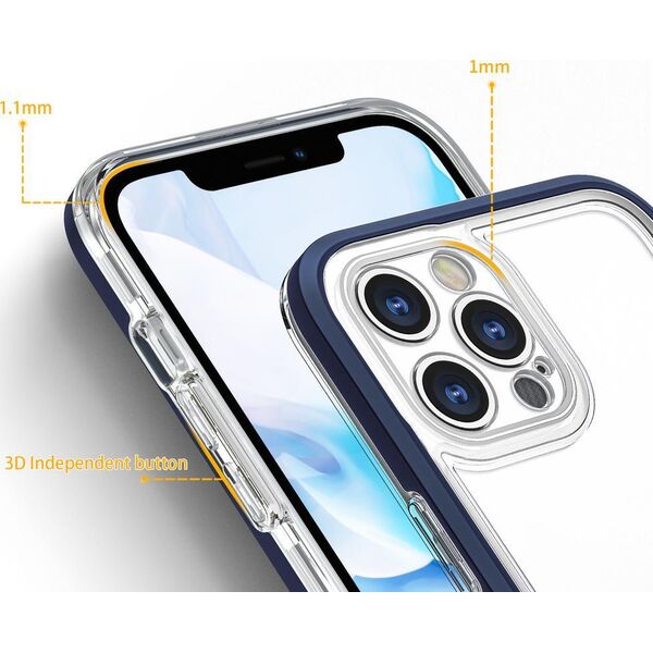 Hurtel Clear 3in1 etui do iPhone 12 Pro żelowy pokrowiec z ramką niebieski 10757622 9145576242407