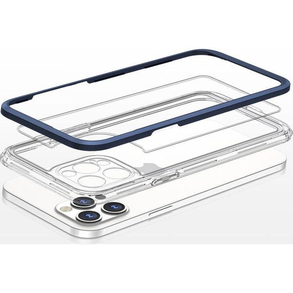 Hurtel Clear 3in1 etui do iPhone 12 Pro żelowy pokrowiec z ramką niebieski 10757622 9145576242407
